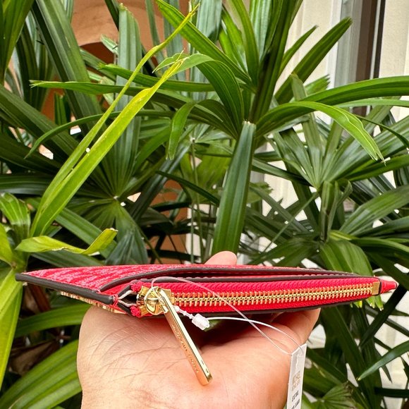 Michael Kors Jet Set Travel Medium Top Zip Card Case Wallet MK Dark Sangria - Picture 5 of 10